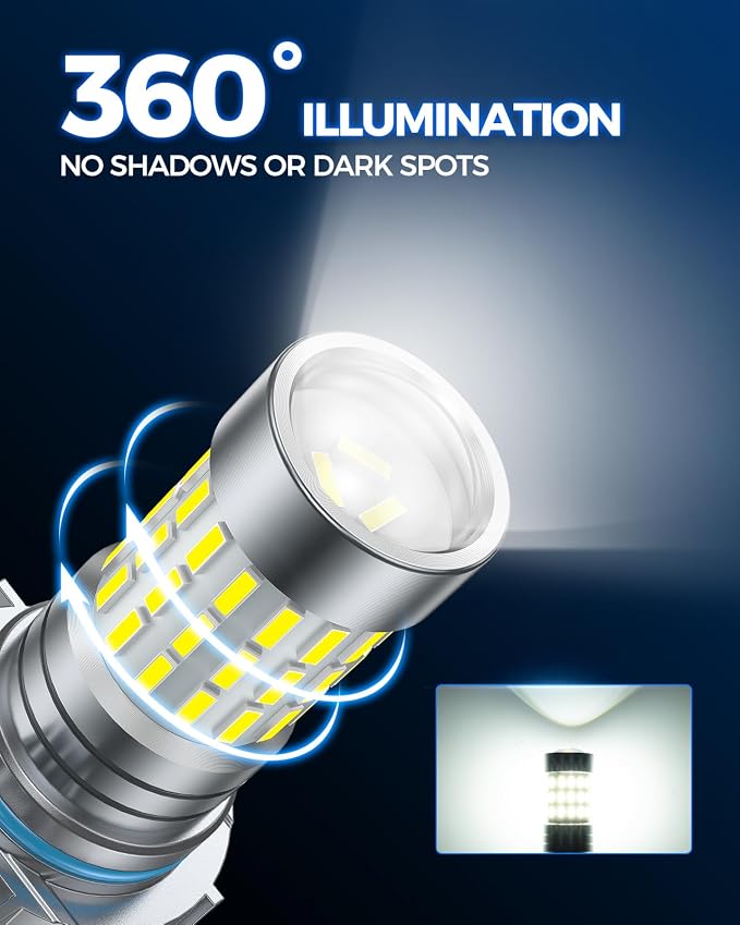 Marsauto 5202 LED Fog Light Bulbs, 10,000 lumens 6000K Cool White, 48 Chips DRL Bulb, 5202 Led Bulb 1:1 Mini Size 5202 5201 PS24W Fog Lights Led, 360° Illumination, Side Marker Lights
