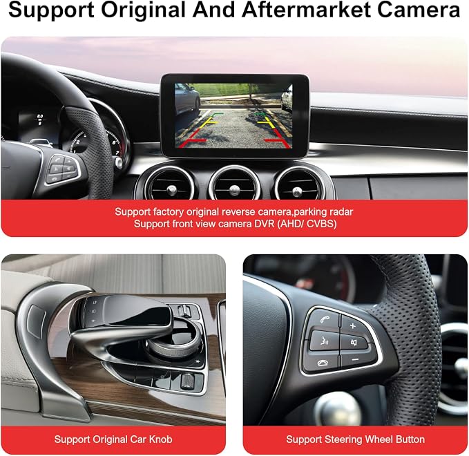 Wireless CarPlay & Android Auto Retrofit Kit Decoder for Mercedes Benz A/CLA/GLA/B/C/E/G/SL/V Class (2014–2019) with NTG5.0/5.1 System, Supports Original Knob Control & Camera
