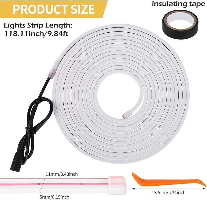 HOLDCY Car LED Strip Lights - Trunk Cargo Ambient Lighting, Warm Yellow 3500K, 118.11 inches Flexible Cuttable LED Light Strip, Easy Install, Waterproof, Universal Fit for Car Trunks, SUVs, and Vans