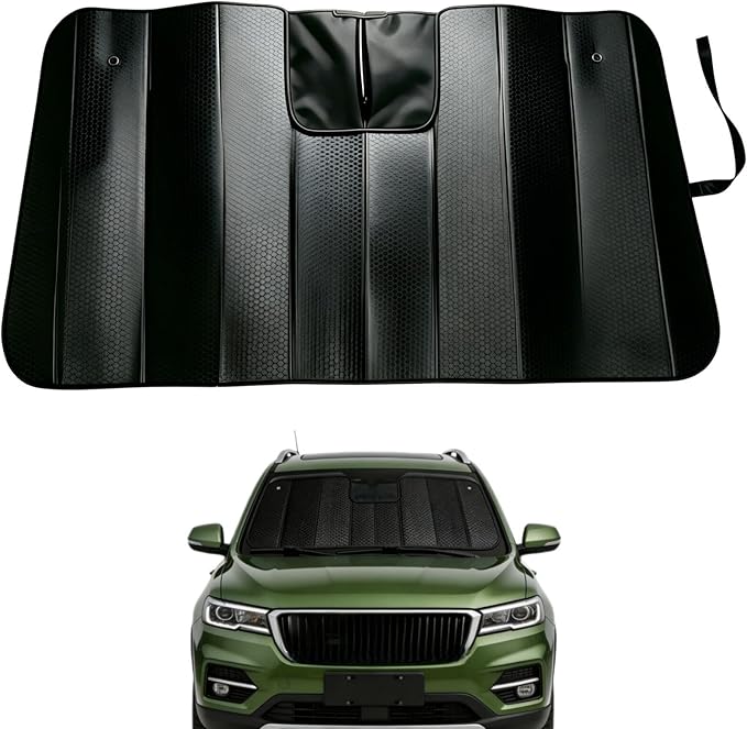 GWUSKDT Car Windshield Sunshade-Thicken 5-Layer Bubble Block Heat and Sun UV Rays,Front Windshield Sun Shade- Keeps Your Vehicle Cool - 58 x 27.5 Inch new Upgraded (New Black)