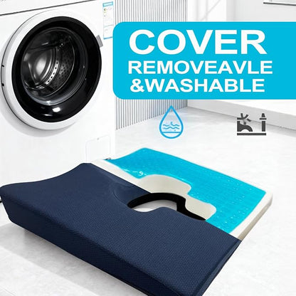 Gel Wheelchair Seat Cushion,Bed Sore Cushions for Butt,hemorrhoid pillow for Chair,Pressure Sore cushion,Memory Foam Butt Pillow,Sciatica,Coccyx,Pressure Ulcer Pain Relief,Washable Cover(Blue)