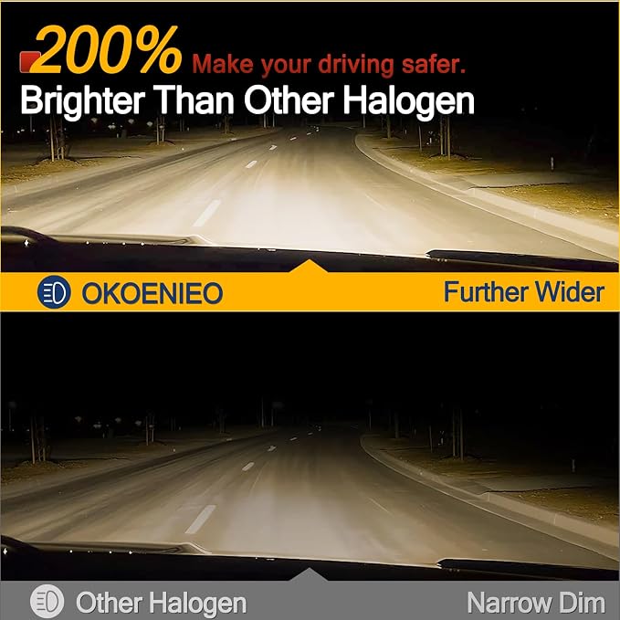 9005 HB3 Halogen Headlight Bulb,3800K, 4000 Lumens,12V 55W Standard Halogen Light Bulb,Head Light Bulbs for Car,High Brightness Headlight Bulb,Headlight Bulbs High and Low Beam,Pack of 2