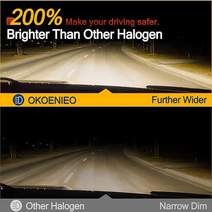 9005 HB3 Halogen Headlight Bulb,3800K, 4000 Lumens,12V 55W Standard Halogen Light Bulb,Head Light Bulbs for Car,High Brightness Headlight Bulb,Headlight Bulbs High and Low Beam,Pack of 2