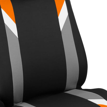 FH Group Front Set Cloth Car Seat Covers for Low Back Car Seats with Removable Headrest, Universal Fit, Airbag Compatible Car Seat Cover for SUV, Sedan, Van, Orange