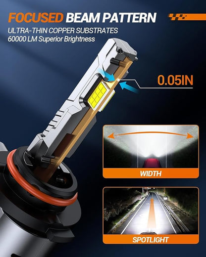 SEALIGHT H8/H9/H11 9005/HB3 H10 Fog Light Bulbs Combo, 110,000LM Ultra-Bright 360° Illumination 6500K 9005 H11 Bulbs with Cooling Fan, True Plug N Play, Non-polarity, Pack of 6