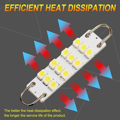 Festoon Rigid Loop LED Lights, 44mm, 6000K White, 561 562 567 564, Fit for Car Interior, Dome, Map, Door Courtesy, Gloves Box and Trunk Lighting (4-Pack)