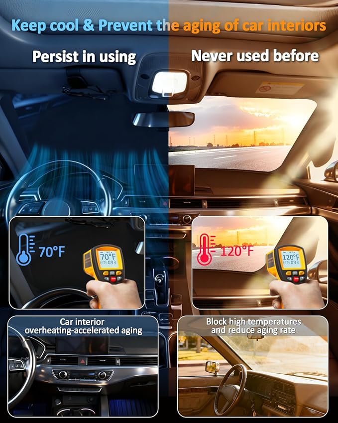 for Audi A4 2017-2024 2025 Windshield Sun Shade - 4 Layers Car Sunshades for Front Windows Shade Cover Custom Fit A4 Sun Visor 250T Retractable Shade Blocks UV Rays Car Accessories