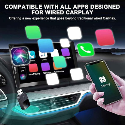 Wireless Carplay Adapter for Mitsubishi i‑MiEV 2017, 2-in-1 Car Play Adapter Dongle Plug and Play Android Auto Fast Connection Convert Wired to Wireless,A/Black