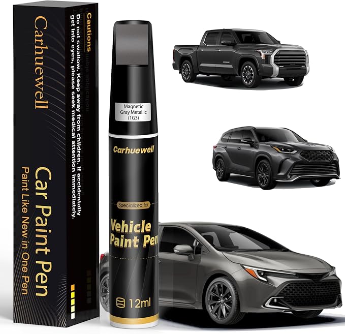 1G3 Magnetic Gray Metallic Touch Up Paint Compatible with Toyota, Exact Match Car Paint Pen Automotive Scratch Repair Remover Kit Quick & Easy Solution for Vehile Chips