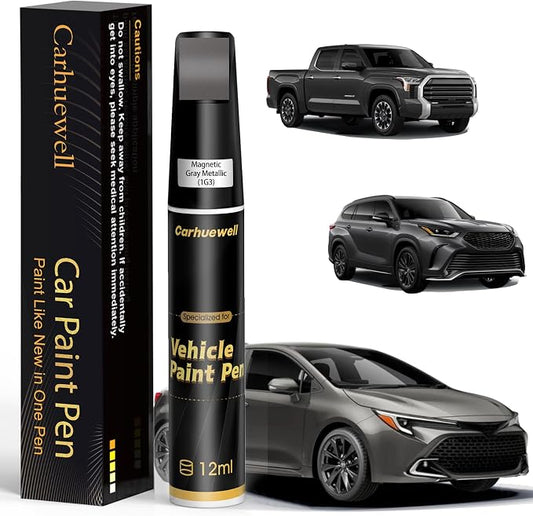 1G3 Magnetic Gray Metallic Touch Up Paint Compatible with Toyota, Exact Match Car Paint Pen Automotive Scratch Repair Remover Kit Quick & Easy Solution for Vehile Chips