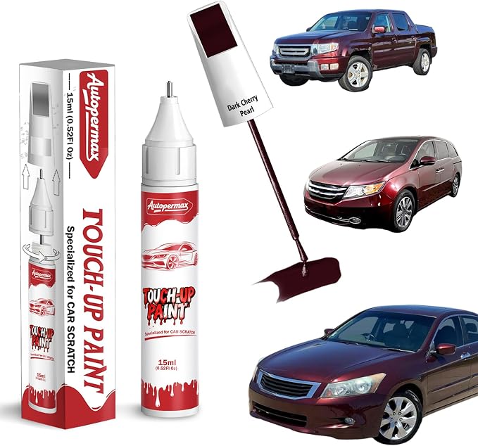 R-529P Dark Cherry Pearl Car Touch Up Paint for Honda, Color Accurate Two-In-One Car Paint Scratch Repair Pen, Professional Scratch Remover for Vehicles Chips and Nicks Scuff