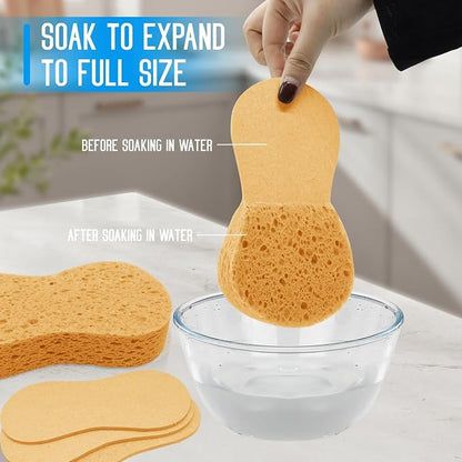 3 - Pack Large Sponge, Kitchen Sponges, Handy Sponges, Cellulose Sponges, Dish Washing Sponge, Natural Sponge, Car Washing Sponge, Eco Friendly Sponge (7.68 x 3.74 x 1.38 Inch), Yellow