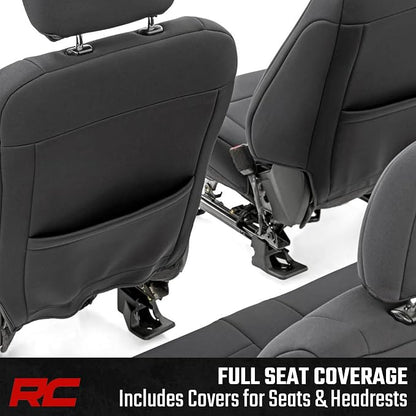 Rough Country Neoprene Front & Rear Seat Covers for Ford F-150, Lightning, F-250 & F-350 (2015-2026) Crew Cab w/Front Bucket Seats & Rear 60/40 Split