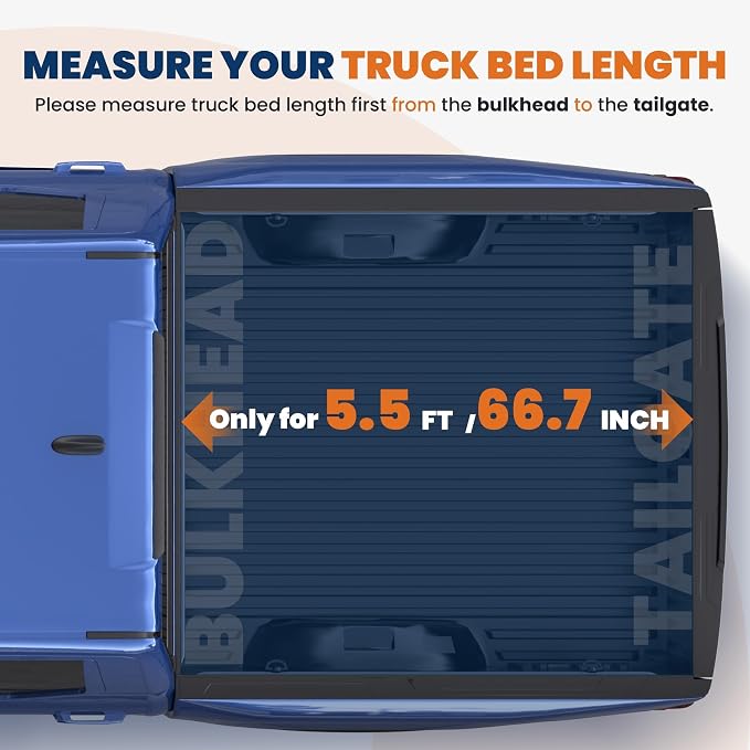 KUIPERAUTO 5.5ft Quad-Fold FRP Hard Truck Bed Tonneau Cover Compatible with 2004-2014 Ford F-150, On Top Mount,Lockable,Styleside Bed 67inch