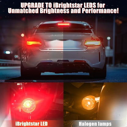 iBrightstar 3157 LED Bulb Red, 3057 LED Brake Lights Bulbs Super Bright for Rear Brake Lights and Tail Lights, 2 Pack
