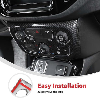 Linskip Climate Control Accent Trim Compatible with 2017 2018 2019 2020 2021 Jeep Compass, Control Panel Cover for Jeep Compass Interior Accessories(Black Carbon Fiber)