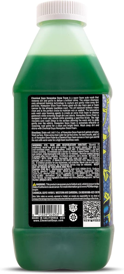 Chemical Guys Car Wash Soap for Foam Cannon or Bucket, Honeydew Snow Foam Car Wash Soap for Trucks, Motorcycles, RVs & More, Super Suds, Honeydew Scent - 64 oz (Half Gallon)