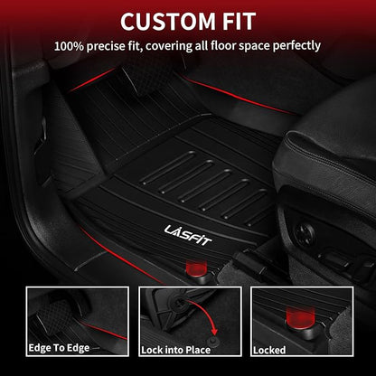 LASFIT Floor Mats Custom Fit for Audi Q5 SQ5 2018-2025(Include Q5/SQ5 Sportback 2021-2025), All-Weather Protection TPE 1st & 2nd Row Car Liners for Audi Accsessories, Easy to Clean, Black