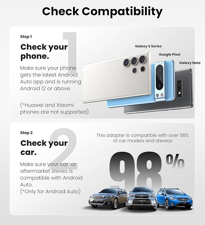 ByteWave Android Auto Wireless Adapter, 8s Fast Mini Wireless Android Auto Adapter with NFC Instant Connect, 5.8GHz WiFi Bluetooth 5.3 Stable Plug & Play USB-A/Type-C Car Dongle for Android 12+