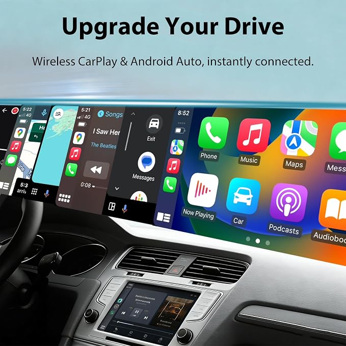 Sunweyer 2026 Latest Wireless CarPlay & Android Auto Dongle 2 in 1 Auto Connect Box,USB Type-C Port,Supports Online Updates Wired to Wireless Adapter (S42)