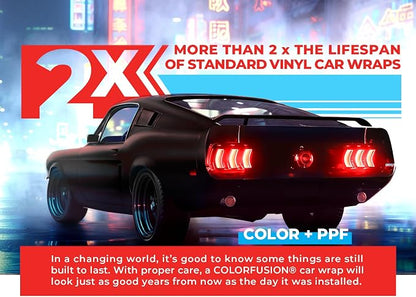 ColorFusion PPF by VViViD, Matte Stealth Demon Black Dry Apply PPF Vinyl Car Wrap Roll 10ft x 5ft
