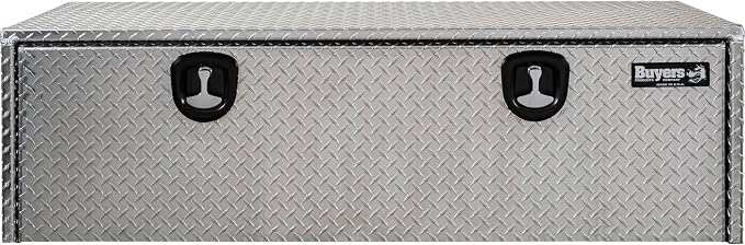 Buyers Products 1705125 Diamond Tread Aluminum Topsider Truck Box with Lockable T-Handle Latch, 18 x 24 x 60 Inch, Truck Storage and Organizer, Made in the USA, Silver