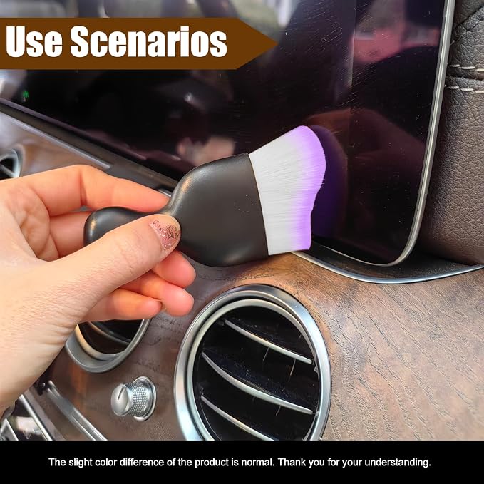 Car Cleaning Brush Soft Bristle Car Interior Dust Brush, suitable for cleaning car dashboards and air vent gaps, also usable on leather and computers, scratch-proof(Purple+White)