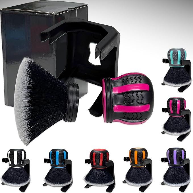 Ultra Soft Detailing Brush, Handle XL Brush - Ultra Soft Bristles, Multi-Color Handles, Removable Brush Heads, with Storage Rack, Covers Large Area Inside or Outside Vehicles(Pink)