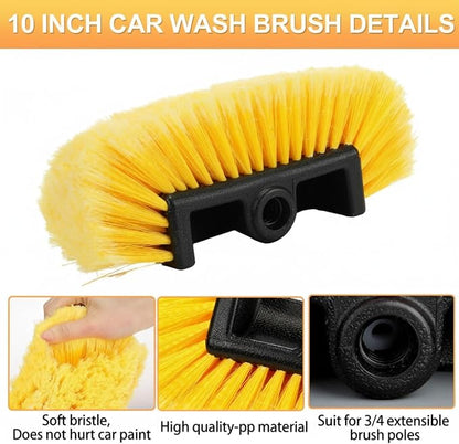 Vesici 8 Pcs Car Wash Brush Head with Soft Detailing Bristle Flow Thru Car Cleaning Brush Exterior Cars Wash Equipment for Auto Truck RV Boat Camper Washing, 10 Inch (Yellow)