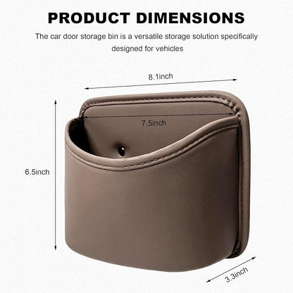 Car Trash Can, Clip On Garbage Organizer Multifunctional Car Door Hanging Container, Waterproof Leather Trash Bin Universal Interior Storage Box for Vehicle Home Office (Brown)
