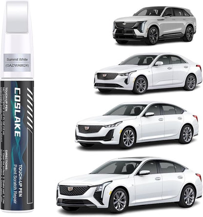 Car Touch Up Paint(Summit White(GAZ/WA8624)) for Cadillac, Car Paint Scratch Repair Kit, Quick & Easy Solution to Repair, Scratch Remover Pen with 2PCS Disposable Micro Applicators