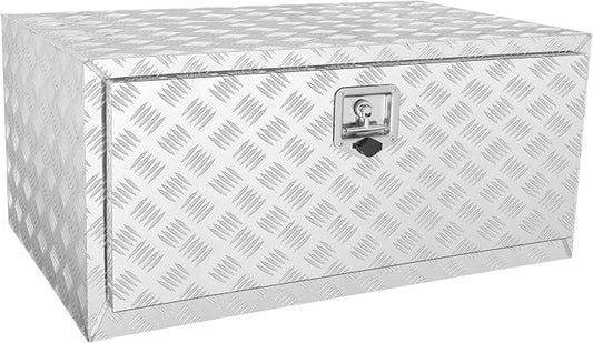 VEVOR Underbody Truck Box, 36"×24"×24" Pickup Storage Box, Heavy Duty Aluminum Diamond Plate Tool Box with Lock and Keys, Waterproof Trailer Storage Box with T-Handle Latch for Truck, Van, Trailer
