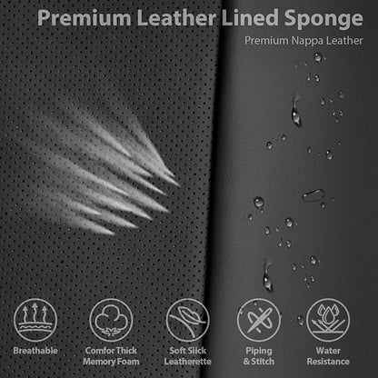 CAR PASS Back Car Seat Covers, Water Resistant Nappa Leather Rear Bench Seat Cover Universal Fit for Cars, SUVs, Vans, Trucks, Automotive Backseat (Rear, Black)