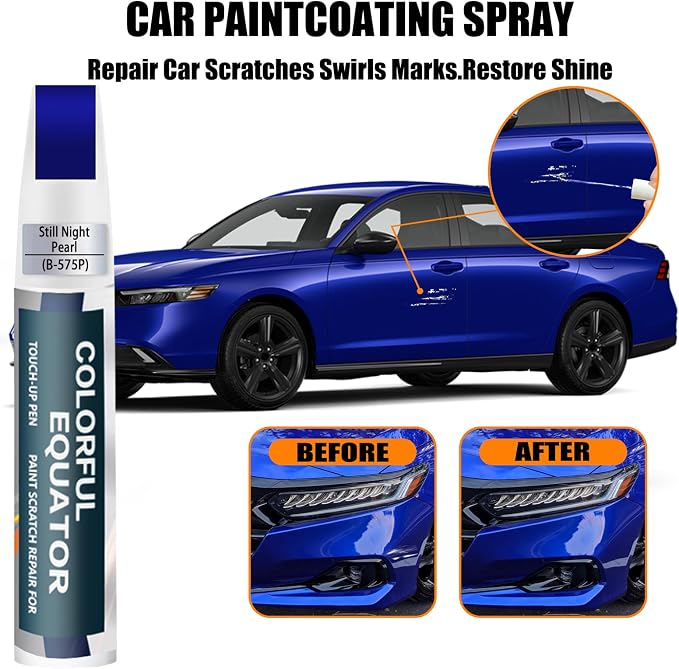 Still Night Pearl(B-575P) Touch Up Paint Compatible with Honda, Car Paint Pen Scratch Repair Two-In-One Touch Up Paint, Premium Car Scratch Remover for Deep Scratches
