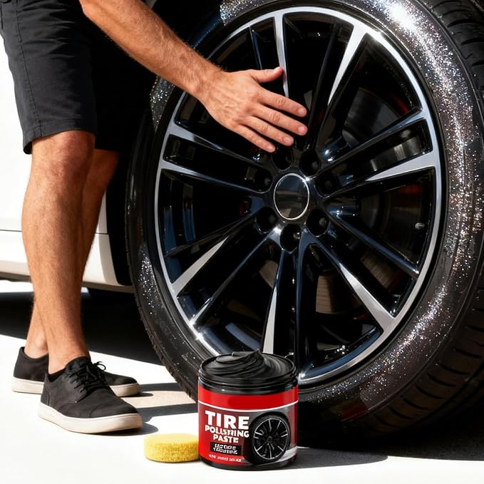 Car Tire Polishing Paste with Sponge, 100g Wheel Shine Paste, Auto Tire Cleaning Polishing Product, for Trucks Motorcycles