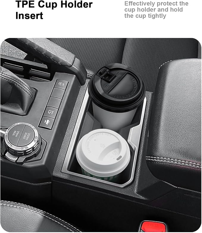 Center Console Organizer Set for 2025-2026 Toyota 4Runner - 2 Pcs Armrest Box Storage Tray with Removal Coin Slot + Silicone Cup Holder Insert for 2025-2026 4Runner Interior Accessories