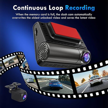 Dash Cam, 4K+2K Full HD Dash Cam Front and Rear, Dash Camera for Cars with Built-in 5GWiFi, 3.0” IPS Screen Dashcam, with 64GB Card, Night Vision, Loop Recording, G-Sensor, Parking Mode, Black