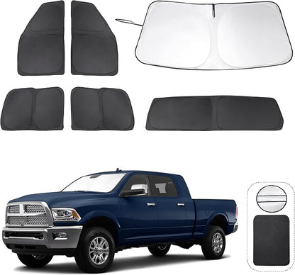TINGLU Window Shades for Dodge RAM 2500 3500 2010-2026 Accessories Car Side Full Windows Rear Windshield Sun Shade Sun UV Rays & Privacy Protection for Camping,Napping&Relaxing 6PCS