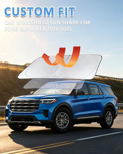 Sunshade for Explorer Windshield Sun Shade for Ford Explorer 2020-2026 Accessories Foldable Front Window Shield Cover Sun Visor Protector Block UV Rays