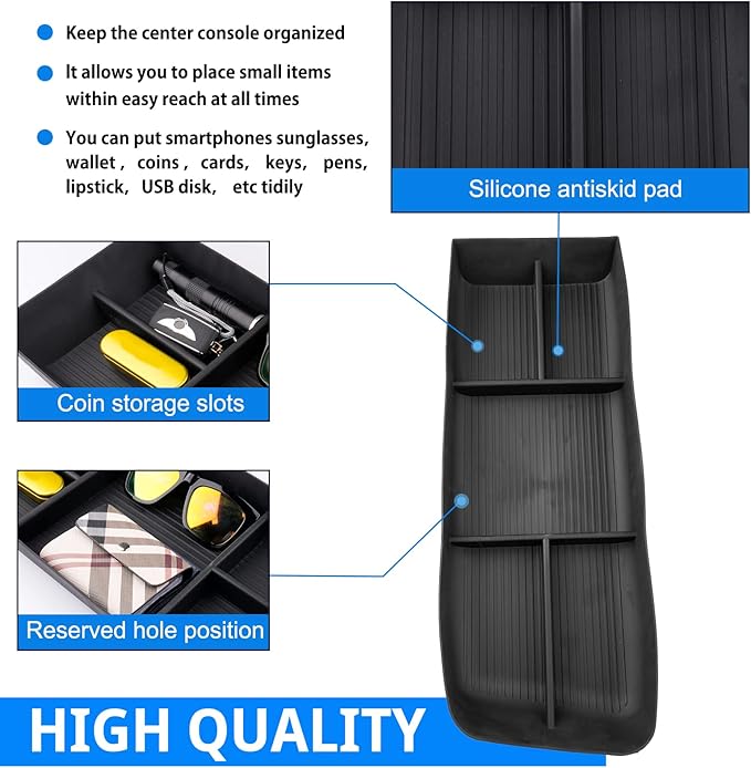 SHAOHAO for 2025 2026 Cadillac Lyriq Under Console Organizer for 2023 2024 2025 2026 Cadillac Lyriq Accessories (Tech, Luxury, Sport) Lower Organizer Tray Space Expand Storage Insert Box Easy Removal