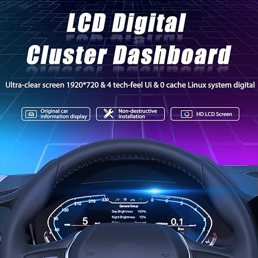12.3 inch Digital Dash Instrument Cluster for BMW 5 Series E60 E61 525D 2003-09 Years, LCD Digital Panel Speedometer car Dashboard Replacement Digital Gauge Cluster-1