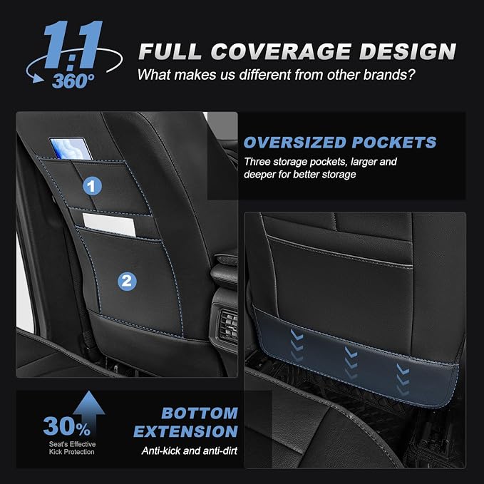 AOMSAZTO RAV4 Front Car Leather Seat Covers Custom Fit for Toyota RAV4 2019 2020 2021 2022 2023 2024 2025 LE,XLE,XLE Premium,Limited with Interior Accessories(2 Seats,Black&Redline)