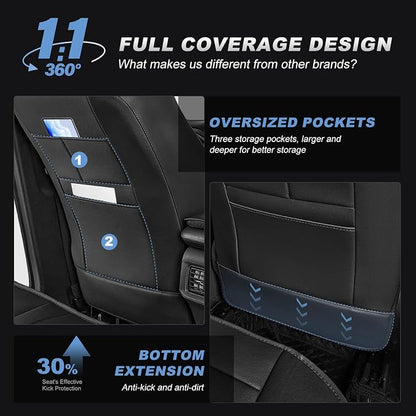 AOMSAZTO RAV4 Front Car Leather Seat Covers Custom Fit for Toyota RAV4 2019 2020 2021 2022 2023 2024 2025 LE,XLE,XLE Premium,Limited with Interior Accessories(2 Seats,Black&Redline)