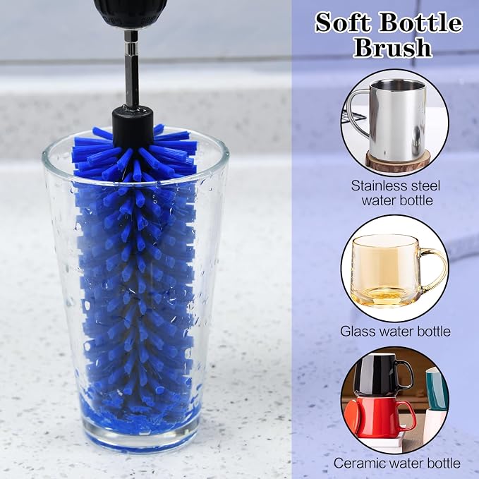 Drill Brush for Car Wheel and Bottle, Highly Dense and Durable Car Cleaning Brush for Wheels, Rims, Engines, Exhaust, Bottle