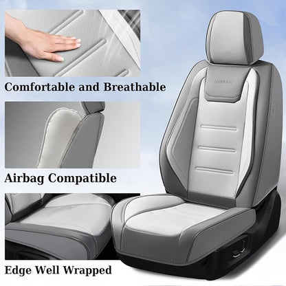 Coverado Car Seat Covers, Front Covers for Cars, Car Seat Cover Front Seats, Automotive Seat Cover, Waterproof, Leather Car Seat Cushion, Universal Interior Covers Seat Protectors for Most Cars