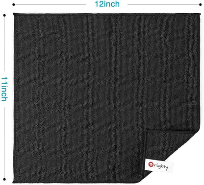 Orighty Black Microfiber Cleaning Cloth, Microfiber Towels for Cars, Highly Absorbent Car Cleaning Supplies, Lint Free Cloths Clean Rags for Car Care, House, Kitchen, 12x11 inch, Pack of 24