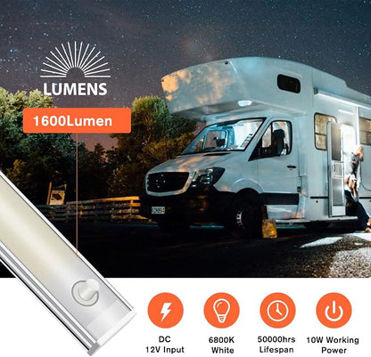 WELLUCK 12V Interior LED Light Bar, 1600LM COB Interior Light Strip w/Switch for Car, Trailer, Truck Bed, Van, RV, Cargo, Boat, Cabinet, Slim Enclosed Trailer Lights Fixture, 12 Volt Led Lighting