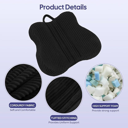 Lumbar Support Pillow for Recliner, Back Support Pillow for Office Chair, Back Cushion with Shredded Foam for Back Pain Relief & Reading, Lumbar Cushions for Couch, Sofa Seat, Car, Black