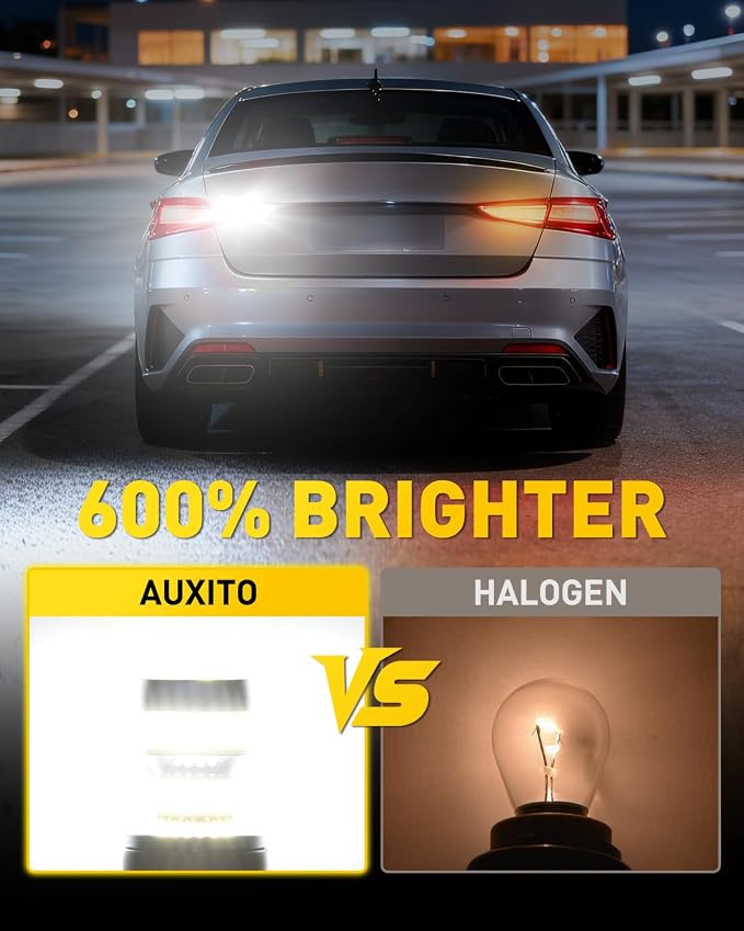 AUXITO 1156 LED Bulb White Super Bright 7506 1141 1003 BA15S P21W LED Light Replacement with Projector for Backup Reverse Tail Brake DRL Turn Signal Parking Light, Pack of 2
