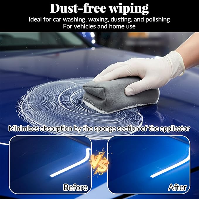 Suede Microfiber Applicator Pad Ceramic Coating Sponge Pad Suede Car Detailing Sponge Multi-Purpose Wax Applicator Pads for Car Applying Wax Sealants Other Conditioners (6PCS)